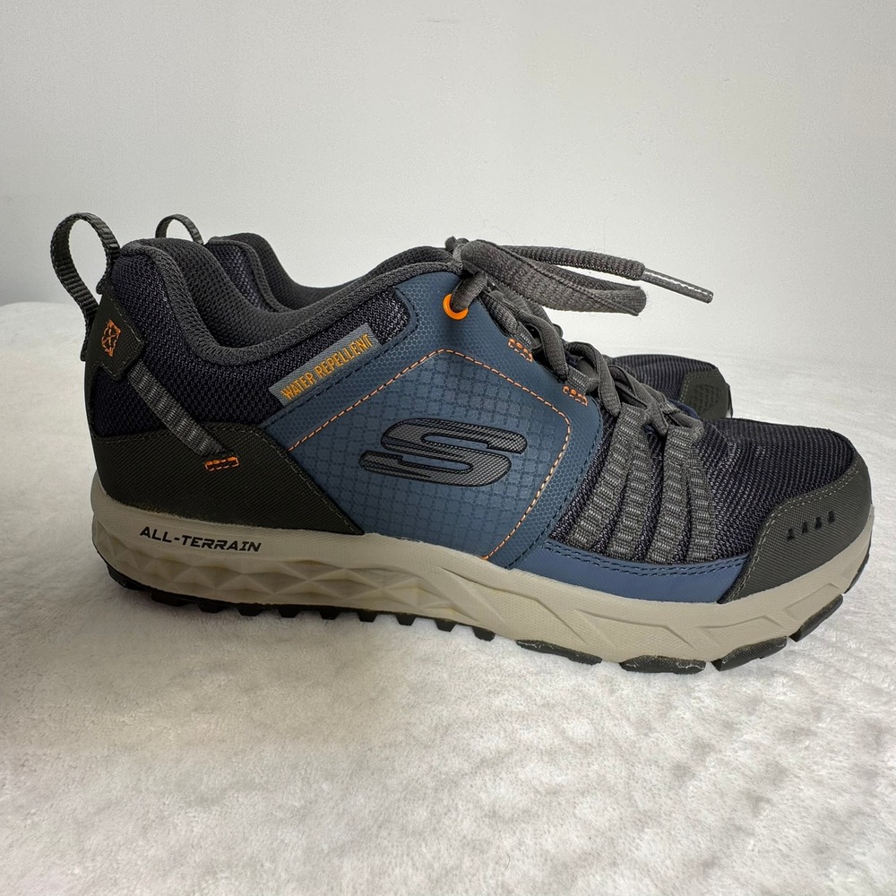 Skechers All-Terrain Water Repellent Mens 10.5 Navy Charcoal Orange 56255SB
